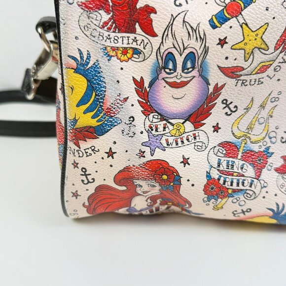 Loungefly The Little Mermaid Crossbody Satchel Purse Disney Tattoo Graffiti - Picture 5 of 13